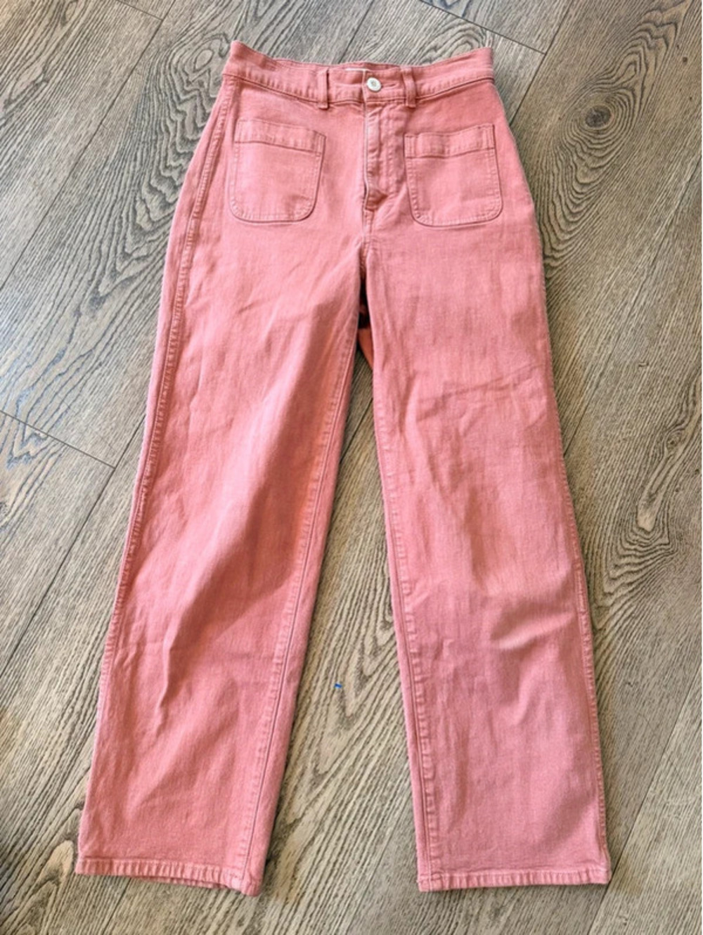 Madewell Coral Pink Wide-Leg Cropped Pants Size 25 Patch Pocket